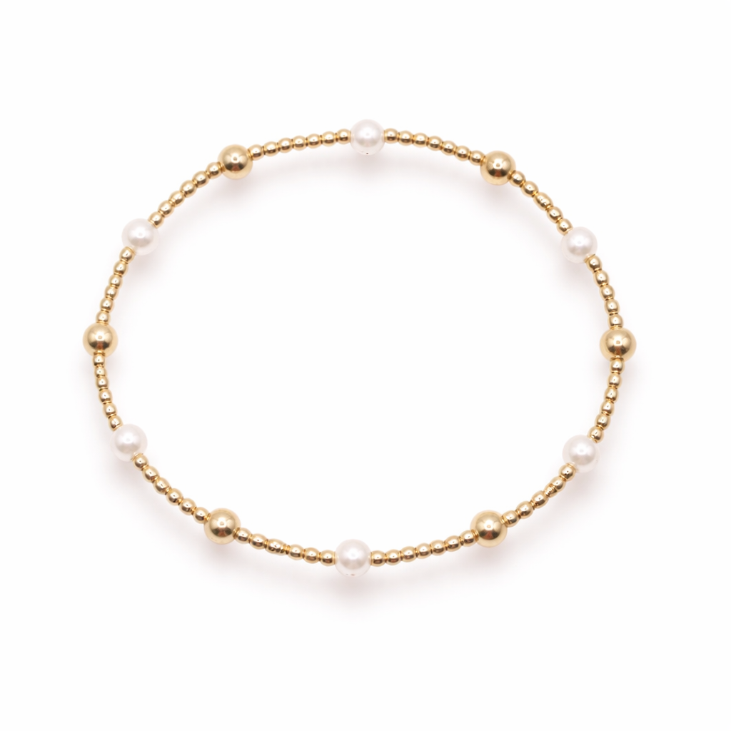 Gold+Pearl Mix Stretch Bracelet